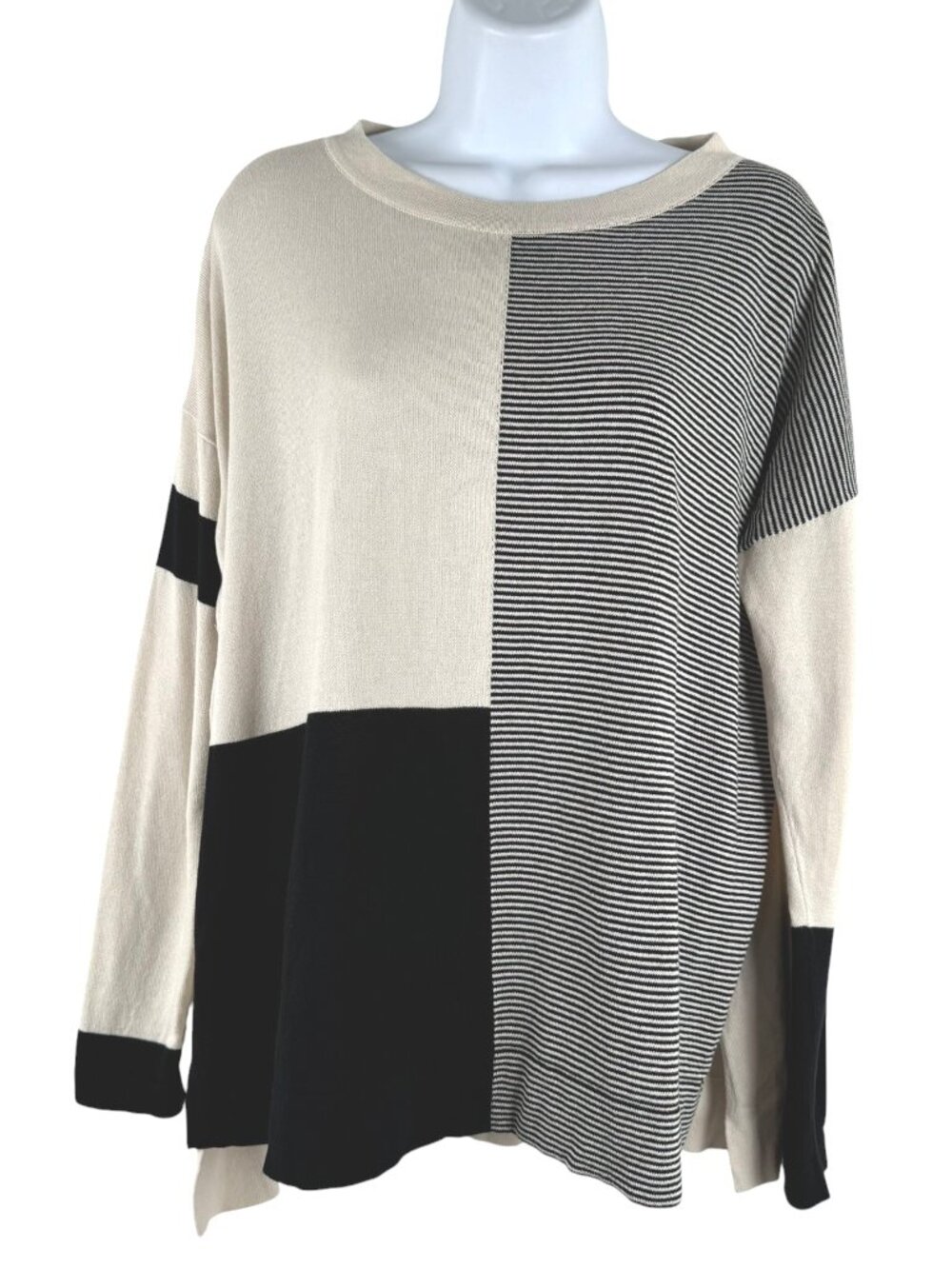 Planet By Lauren G Pima Cotton Mod Graphic Crewneck Sweater Top One Size TP-3886